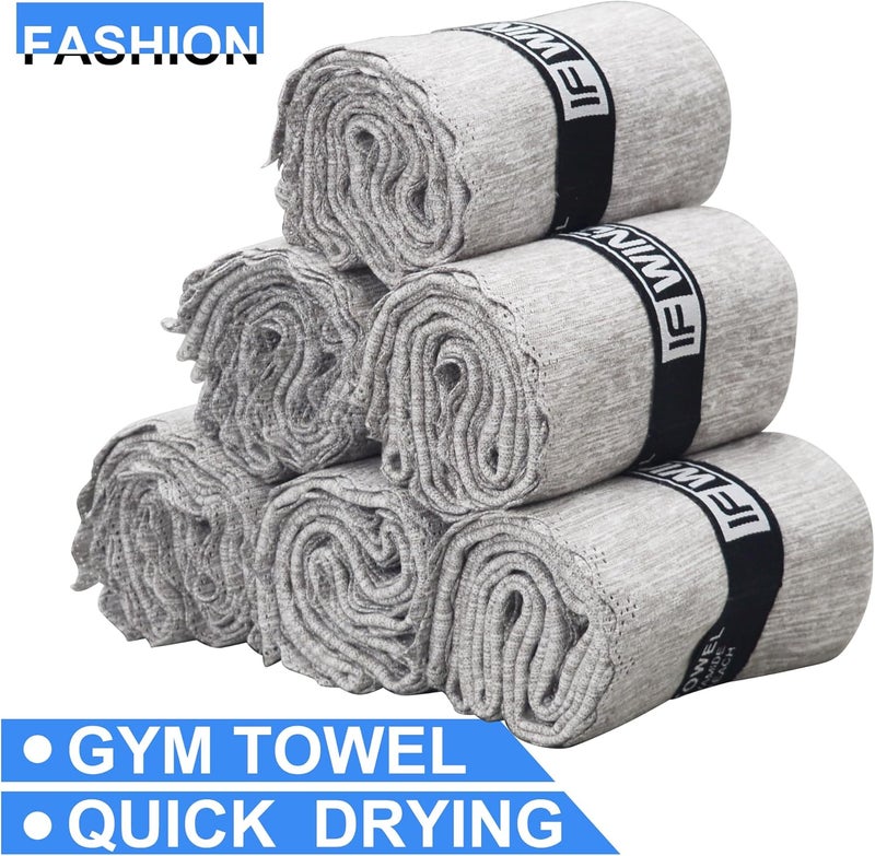 IFWIND 6 Pack Microfiber Gym Towels for Working Out，Fast Drying Workout Accessories Sweat Towels for Gym Gear for Men & Women,Sports Exercise Fitness Gear Tennis for Body Hot Yoga - Image 3